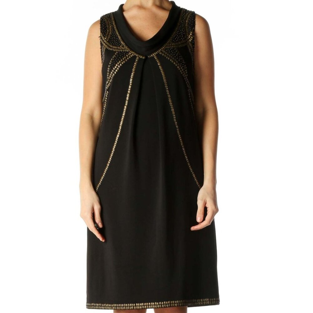 Size 14W 1X NEW SUZI CHIN BLACK EMBELLISHED BEADED‎ SHIFT DRESS Plus Size NWT